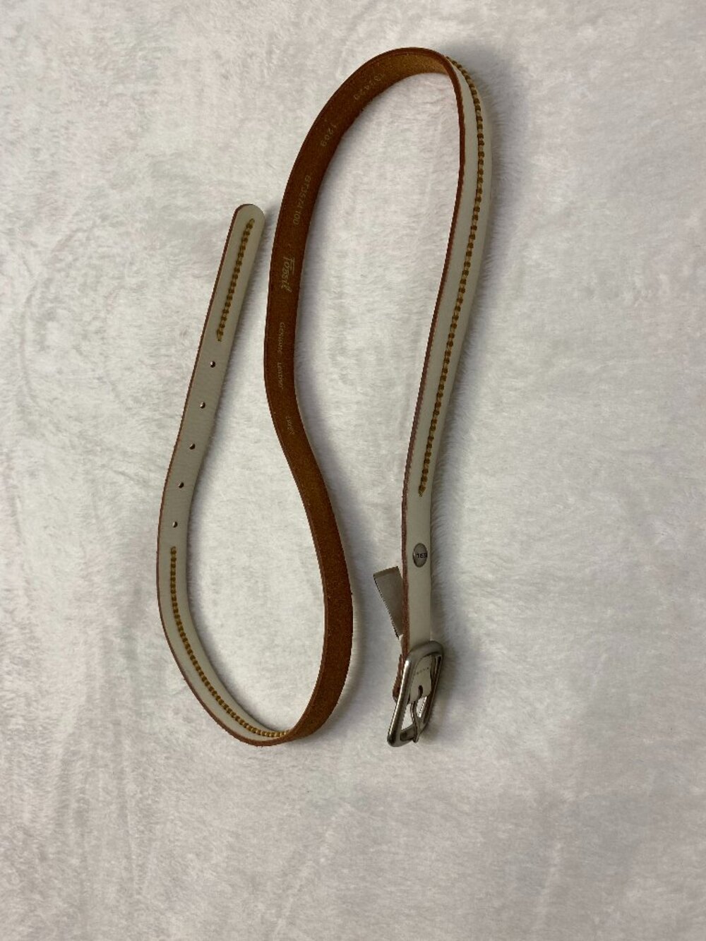 Fossil White Belt Genuine Leather Women's Size Large